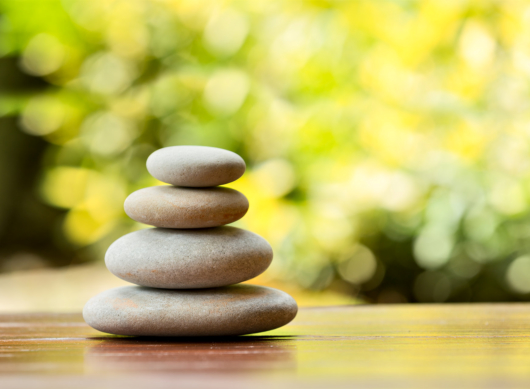 Pile of balancing pebble stones
